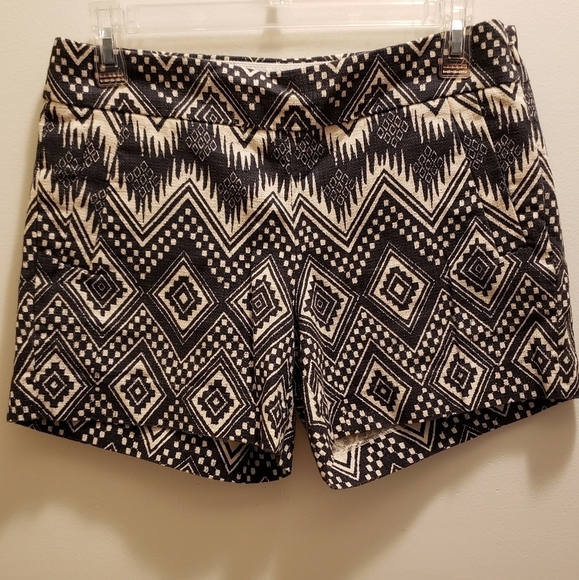 J. Crew Cotton Art Deco Shorts Blue Cream Size 4 - Picture 1 of 9